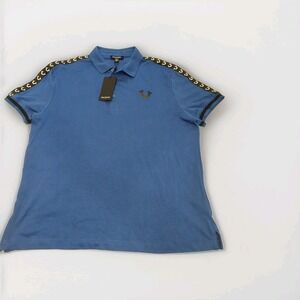 True Religion Men's Polo Shirt Size L Navy Blue Collar  Horseshoe Logo NWT A2